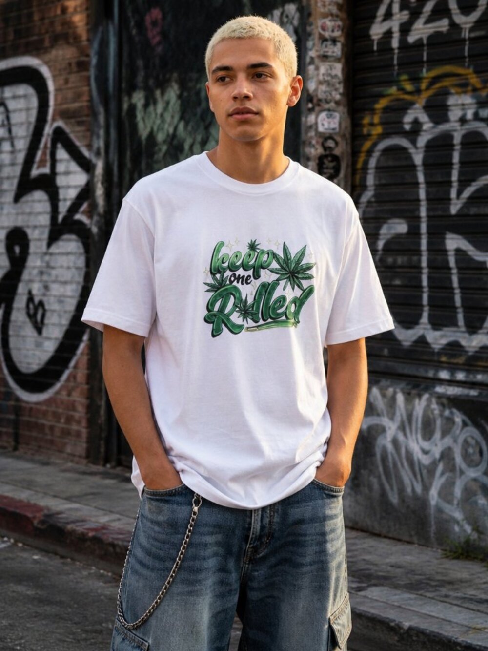 5 PRO Keep One Rolled Graphic Tee 2XL XXL Graffiti Streetwear Rave 420 Punk